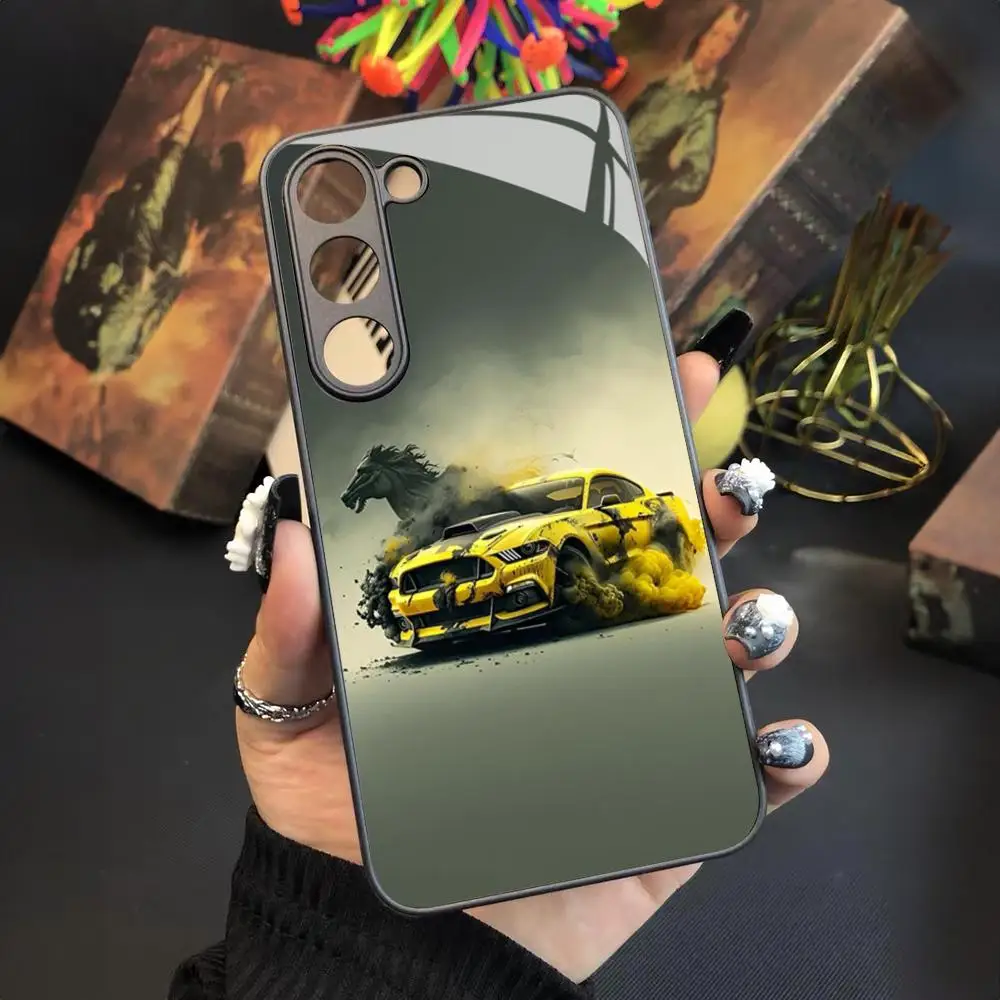 Cobra Mustang Mobile Cell  Phone Case for Samsung Galaxy S24 S23 S22 S21 S20 A24 A34 A54 A53 Note20 M54 Fe Ultra Plus Glass