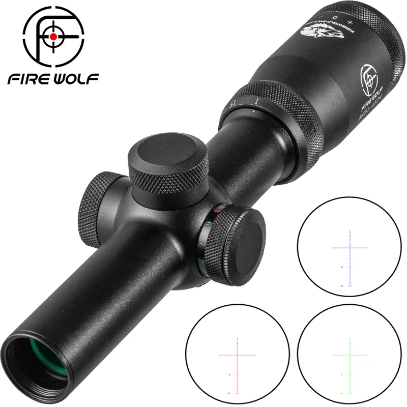 

Fire Wolf 1-4X24 FFP Compact Sight Hunting Riflescopes First Focal Plane Tactical Glass Reticle Rifle Scope Mid-dot Scope