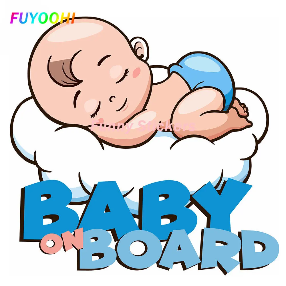 FUYOOHI الأزياء ملصق الطفل على متن سيارة ملصق النوم الطفل PVC صائق نافذة السيارة الوفير دراجة نارية خوذة الشارات الجميلة