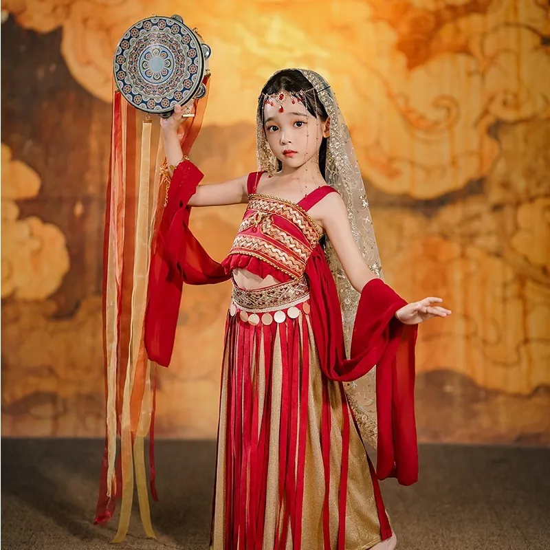 Girls Hanfu Dress Elegant Outfit Folk Dance Clothes Vintage Traditional Chinese Kids Princess Perform Costumes Set Cosplay