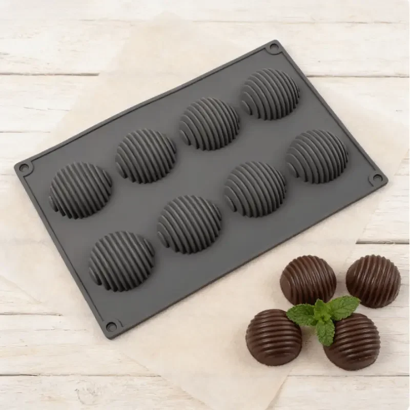 1pc honeycomb hemisphere silicone cake mold 8-cavity non-stick easy demold for 3D spherical chocolate baking