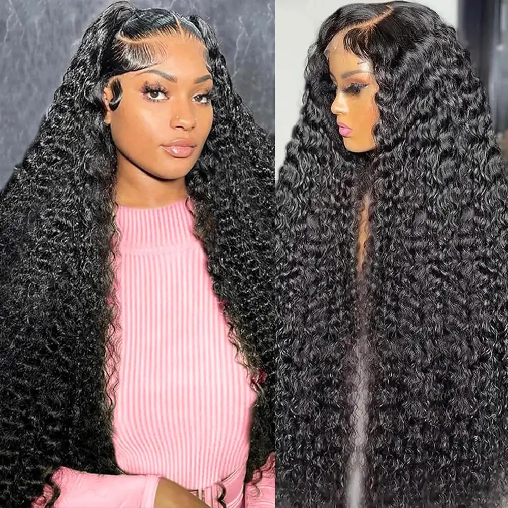 Perruque Lace Front Wig Deep Wave Naturelle, Cheveux Humains, 13x4, Pre-Plucked, Transparent HD, Densité 180%