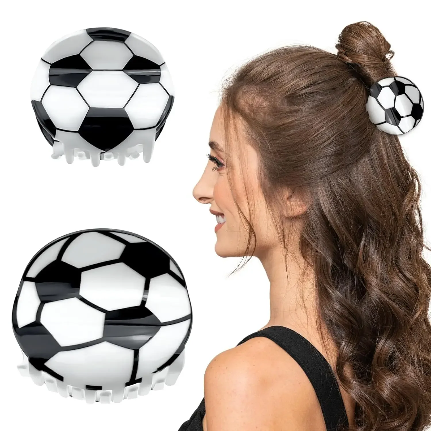 

Cute Football Hair Claw Clips, Non-Slip Half-Up Shark Clips, Sporty Ponytail Holders Hair Accessories
