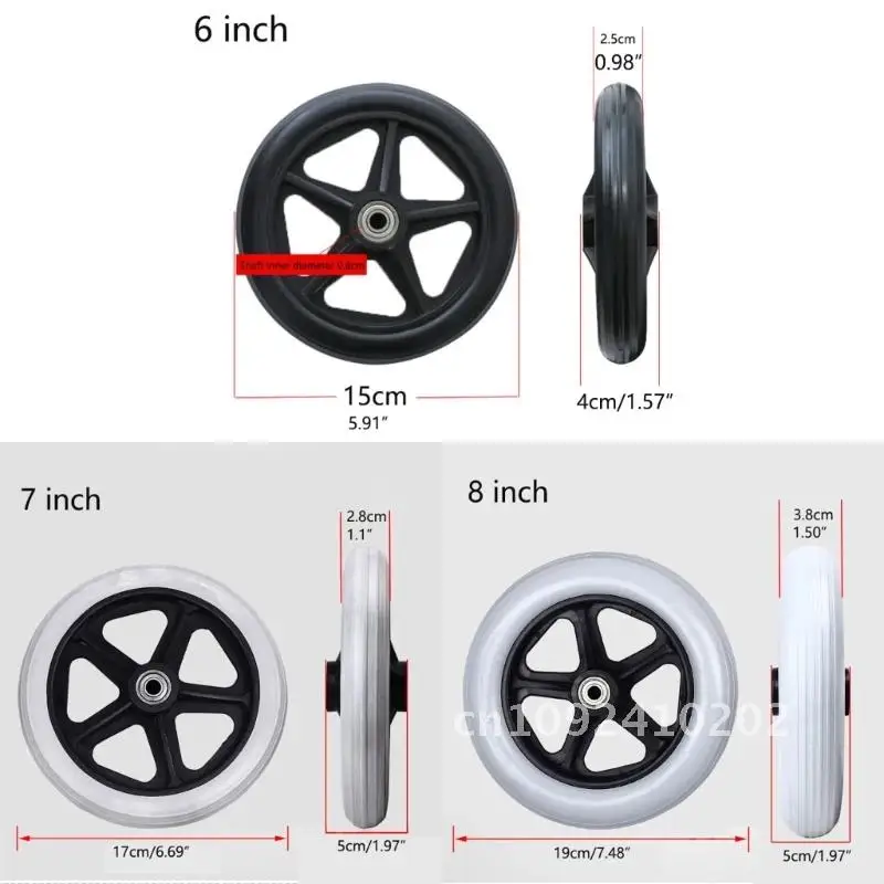 

2Pcs Front Wheelchair Caster Universal 6/7/8in Wheel Wheelchairs Solid Wear-resistant Tire Replacement Accessories Wheel