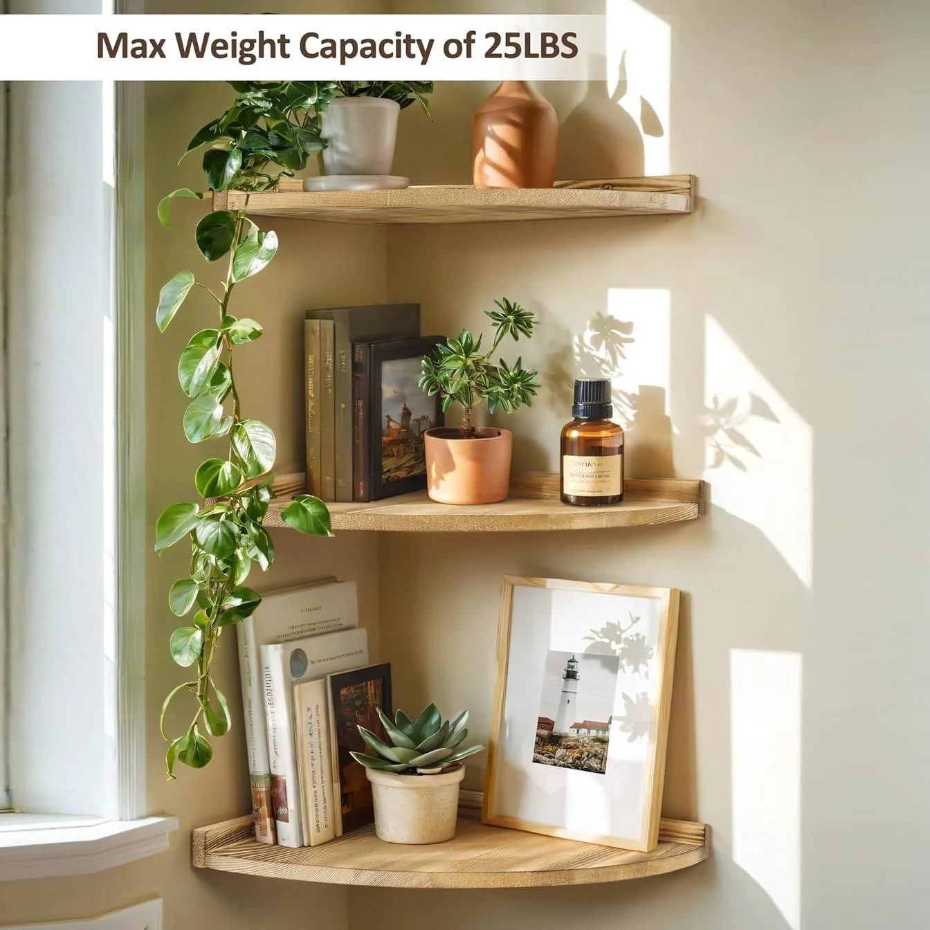 1pc/2pcs Natural Wood Corner Wall Shelf, Floating Triangle Shelf for Bathroom & Living Room