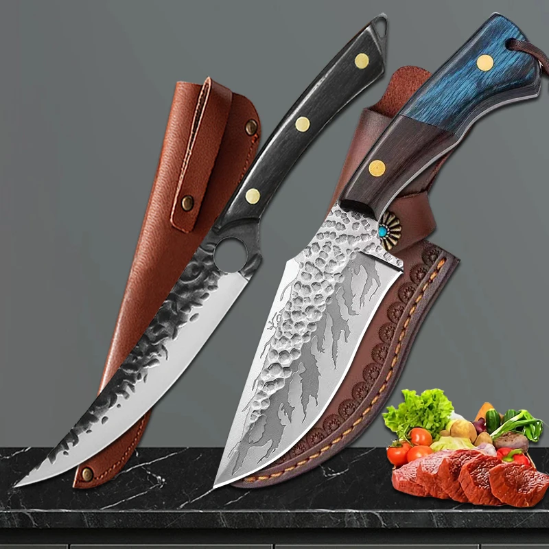 Forged Steel Kitchen Knives Chef Meat Knife Butcher Boning Knife Outdoors Fishing Barbecue Cutting Cooking Cutter