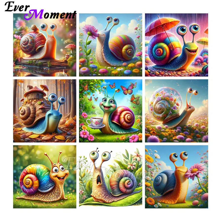 

DIY Cute Snail and Flowers Landscape Square Diamond Painting Modern Cross Stitch Kit Children's Bedroom Decor ASF2916