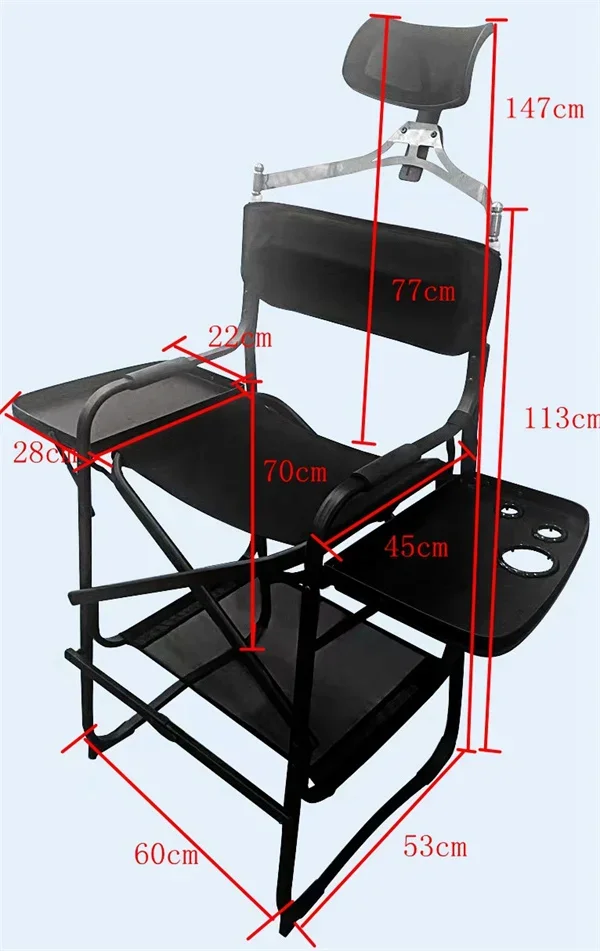 Tall Directors Chair Heavy Duty Bar Height Folding Makeup Chair Padded Seat with Side Table Foot Rest for Camping Home or Patio