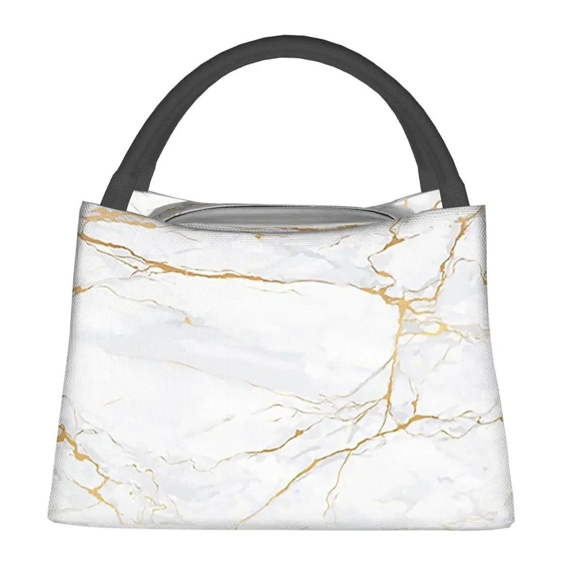 White And Gold Marble Lunch Bags Insulated Bento Box Leakproof Lunch Tote Picnic Bags Cooler Thermal Bag for Woman Children