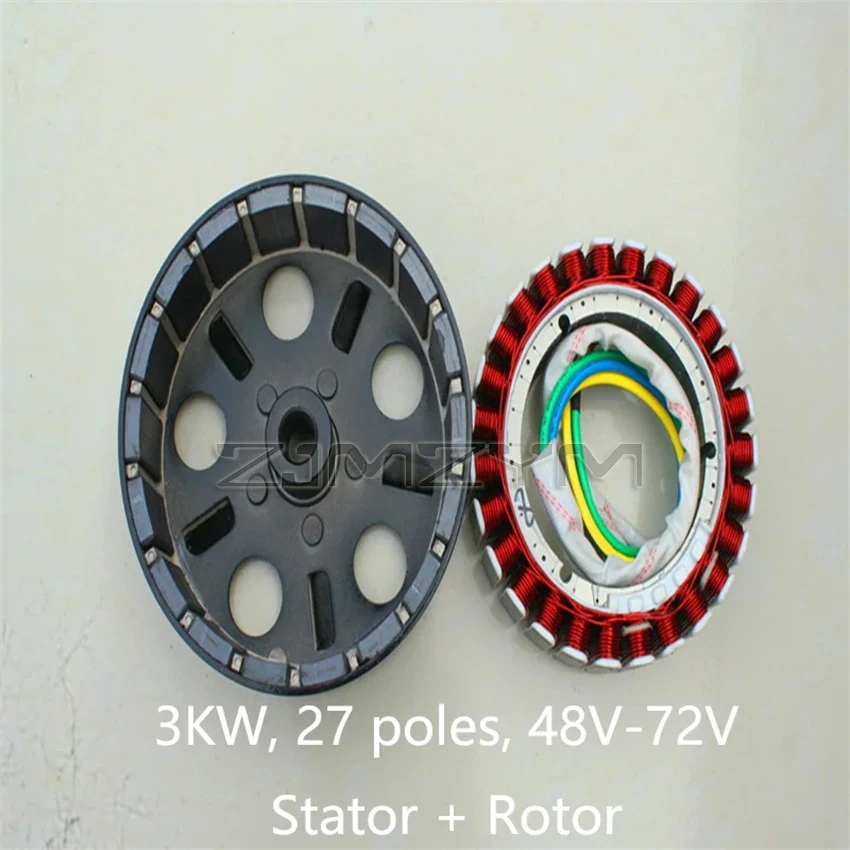 Imagem -02 - Pure Copper Range Extender Gerador Estator Rotor 27-pole Coil 3kw 5kw 24v 48v 60v 72v