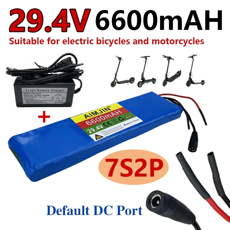 

Rechargeable lithium-ion battery 7S2P 18650 29.4V 6600mAh, used for electric bicycles, scooters, and light motorcycles+2a charge