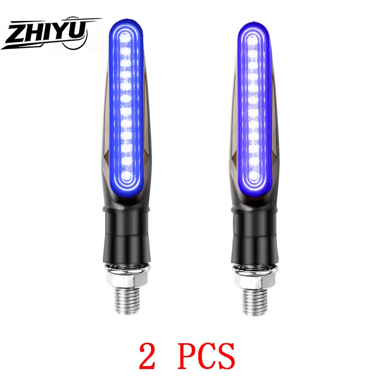 ZHIYU 2/4pcs Universal 12V LED Motorcycle Turn Signal Light - Tail Flasher, Flowing Water Blinker, Bendable Flashing Lights