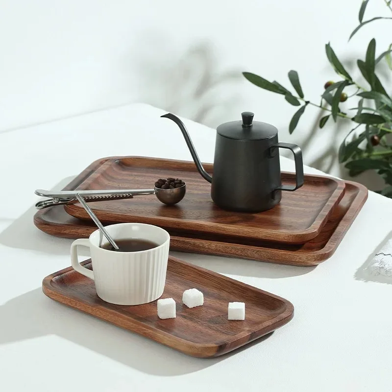 Acacia Wood Rectangular Tray Wooden Tea Tray Put Cup Storage Tray Japanese Snacks Snacks Coffee Tray