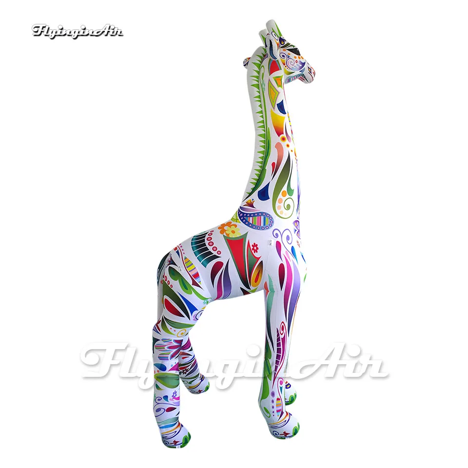 Large Inflatable Colorful Giraffe 3m/6m Air Blow Up Cartoon Animal Mascot Deer Balloon With Long Neck For Outdoor Event