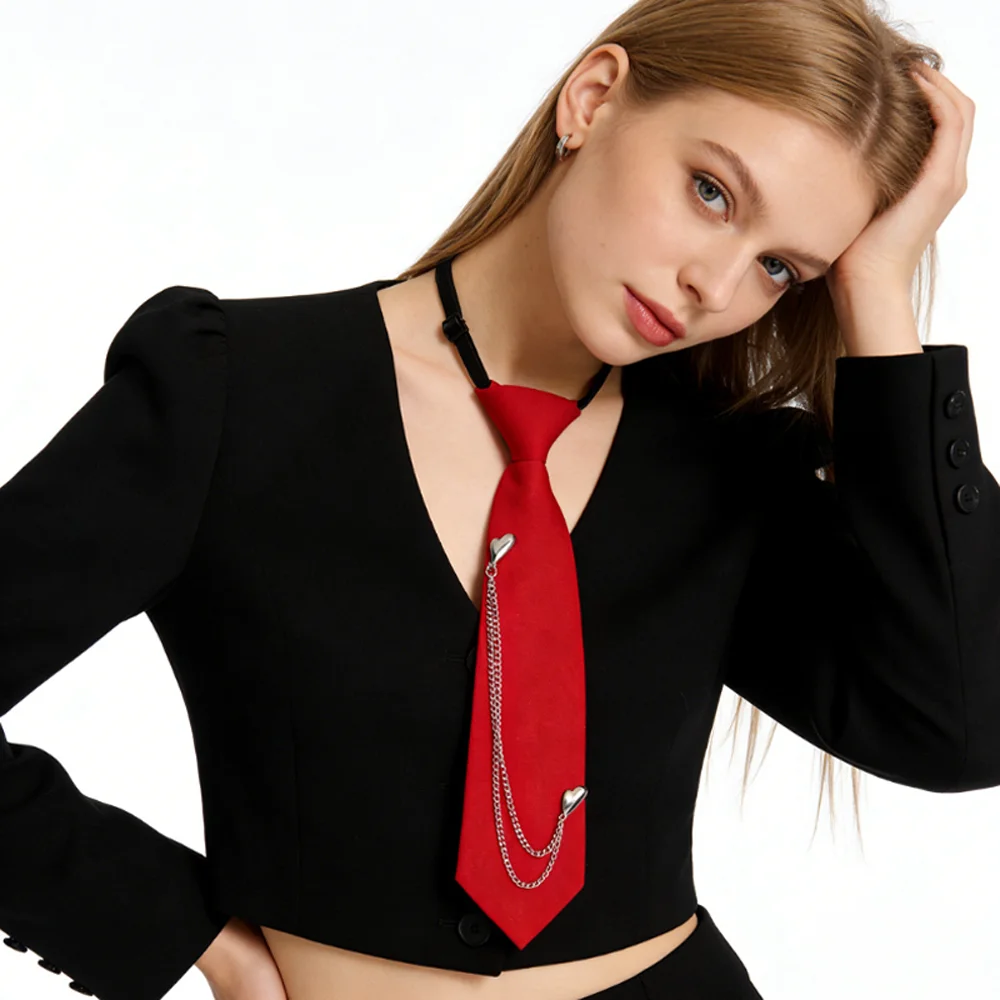 新しいパンクスタイルの愛のタッセル付き固定ネクタイ、男女兼用diyネックタイアクセサリー、シャツ衣類用取り外し可能な襟アクセサリー