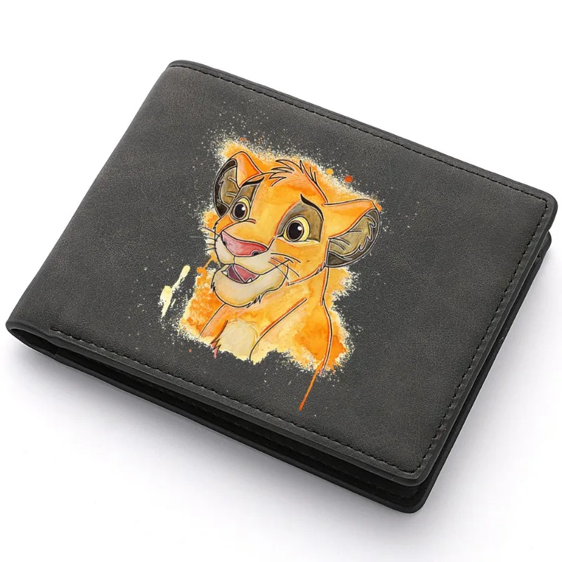 Lion King Men\'s Short Soft Leather Wallet 2024 New Popular PU Zipper Wallet Multifunctional Coin ID Card Credit Card Coin Purse