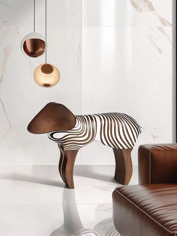 hot sale light luxury creative abstraction, solid wood stool artistic design sense, household animal stool