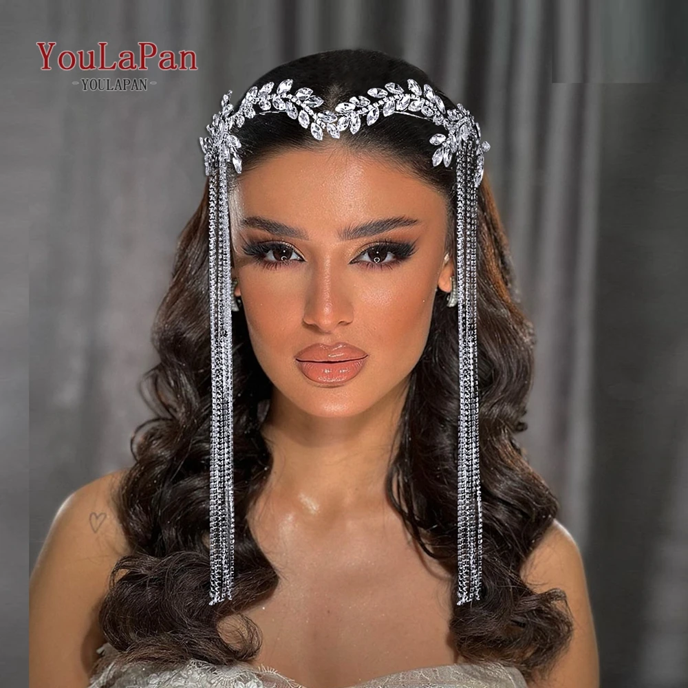 

YouLaPan Fashionable Women's Tassel Headband Handmade Rhinestone Production Suitable Weddings Banquets Hair Accessories HP963