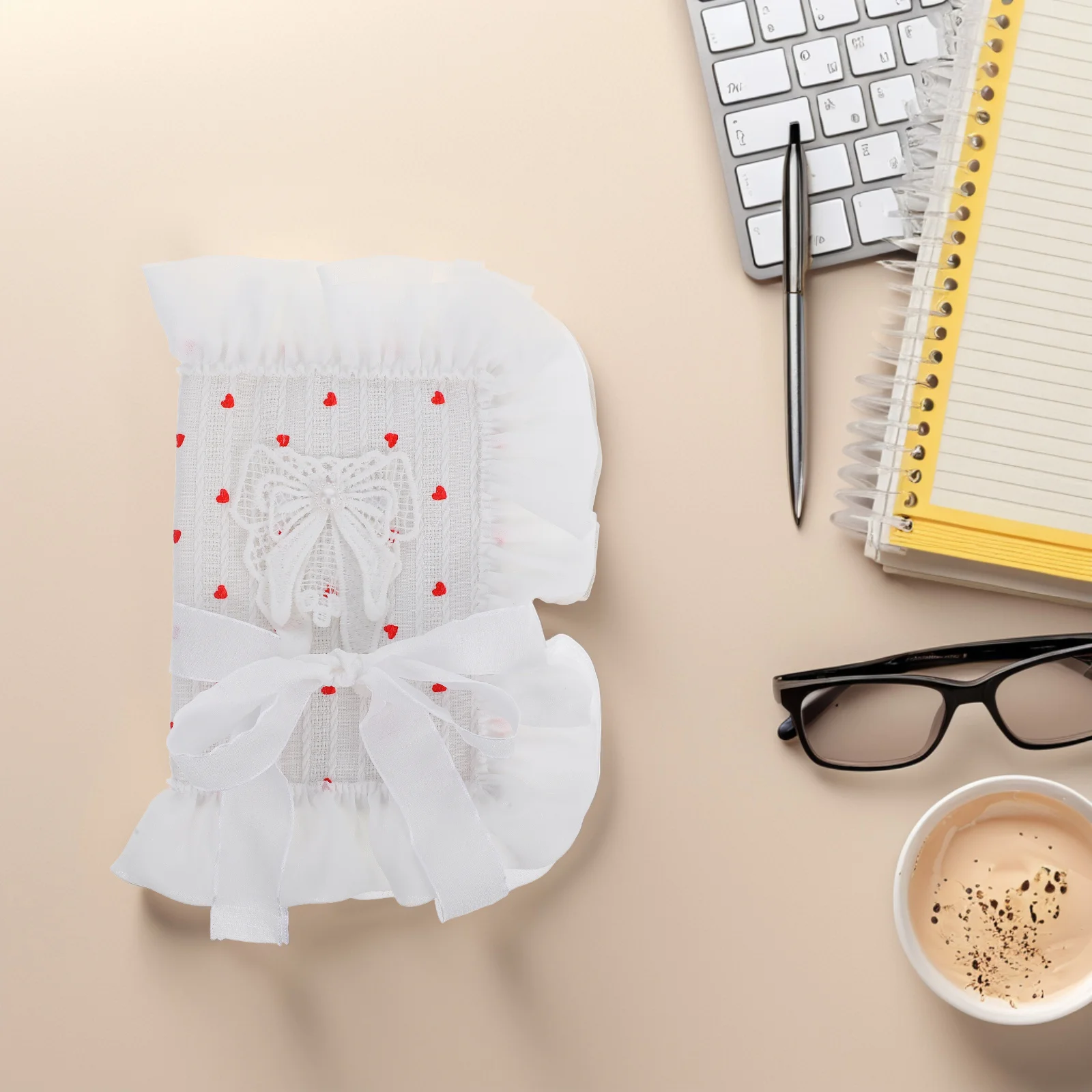 Reusable Fabric Notebook Cover Bowknot Heart Design Book Cloth Accessory Journals Planners Notebooks Elegant Protector