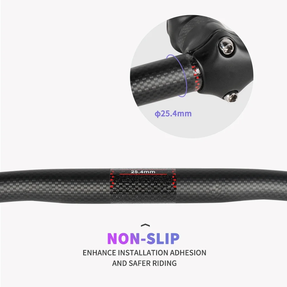 25.4 Full Carbon Handlebar Folding Bike Horizontal Handle Bar 400-700MM One-Shaped Ultralight Bicycle Straight Handlebar