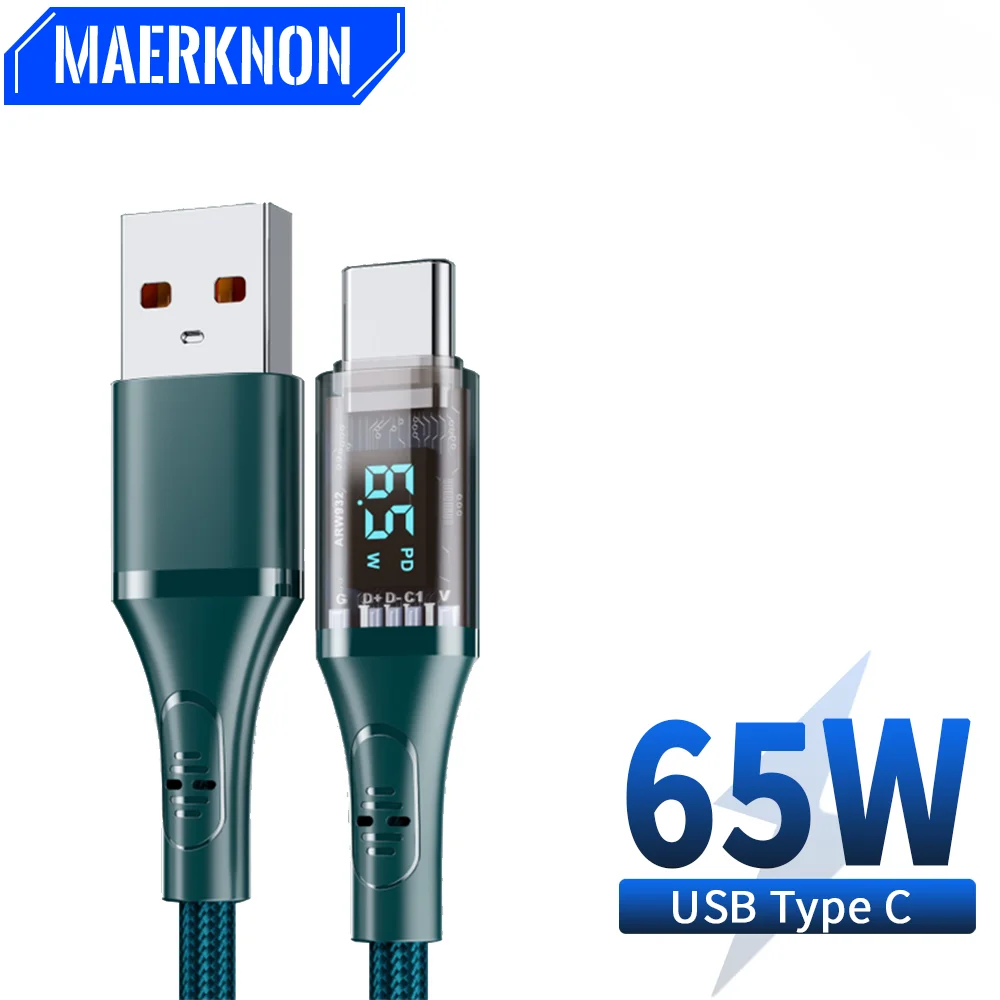 

Кабель USB Type-C с цифровым дисплеем, 65 Вт, 6 А