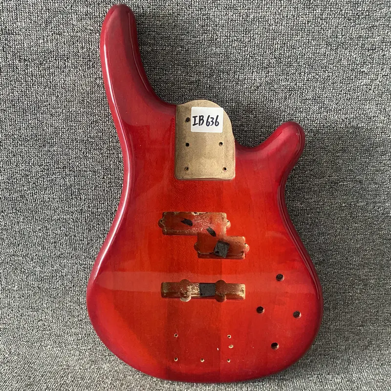 IB636  Active Pickups 4 or 5 String Electric Bass Semi Finishing PJB Bass Body Transparent Red Color in SOlid Basswood Replace