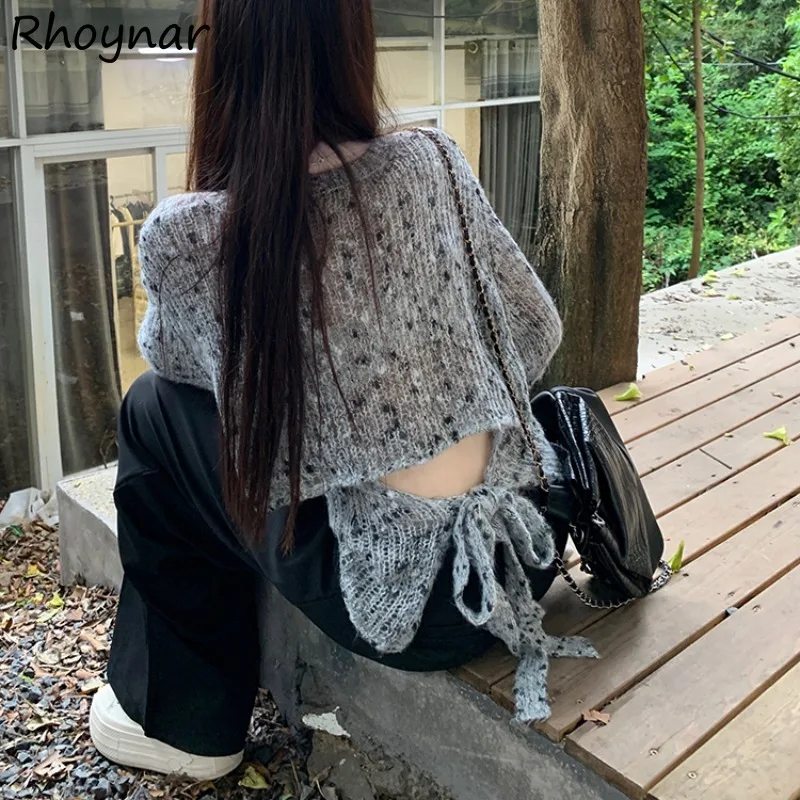 

Pullovers Women Autumn Spicy Graceful Female Temperament All-match Leisure Hollow Out Lace-up Trendy Fashion Ulzzang Sweater Ins