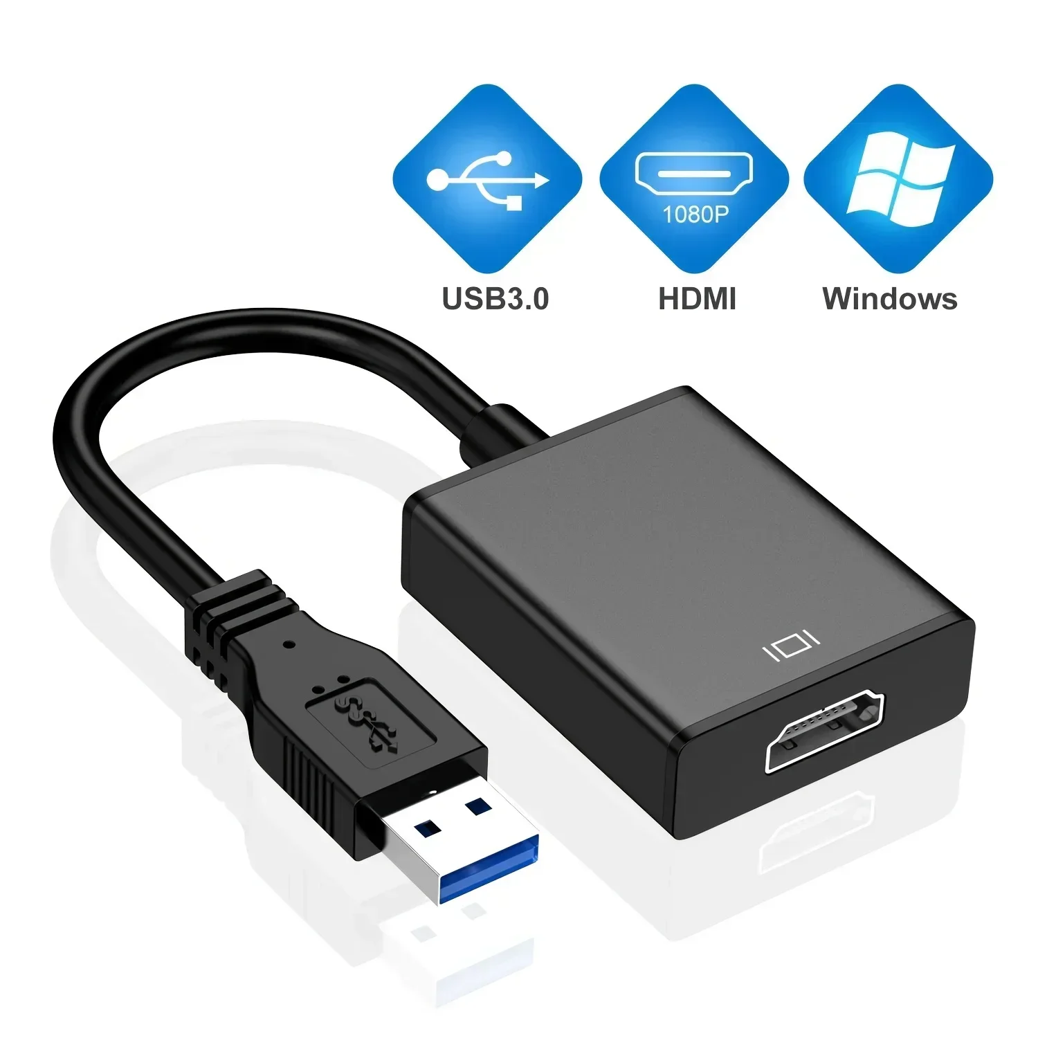 USB To HDMI Adapter, USB 3.0/2.0 To HDMI 1080P Video Graphics Cable Converter for PC Laptop Projector HD TV Compatible