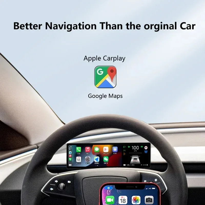 For Model 3 Highland 2024 8.8" Head up Display Wireless Apple CarPlay Android Auto Touch Screen Linux OS Dashboard Screen