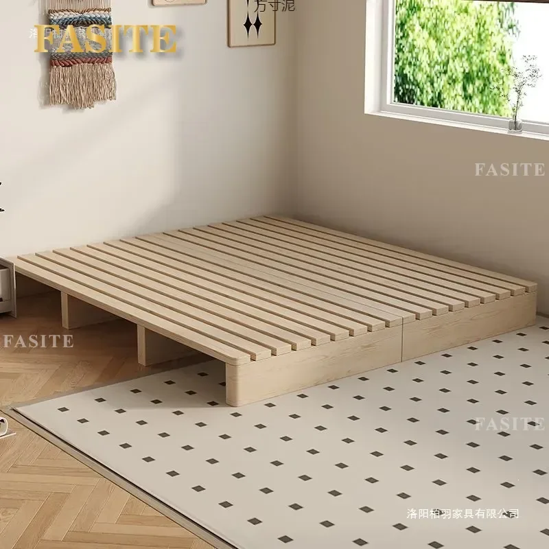 For Japanese Tatami Solid Wood Bed Frame Double Low Floor Platform Bed Dragon Bone Slat Structure Economical Furniture for