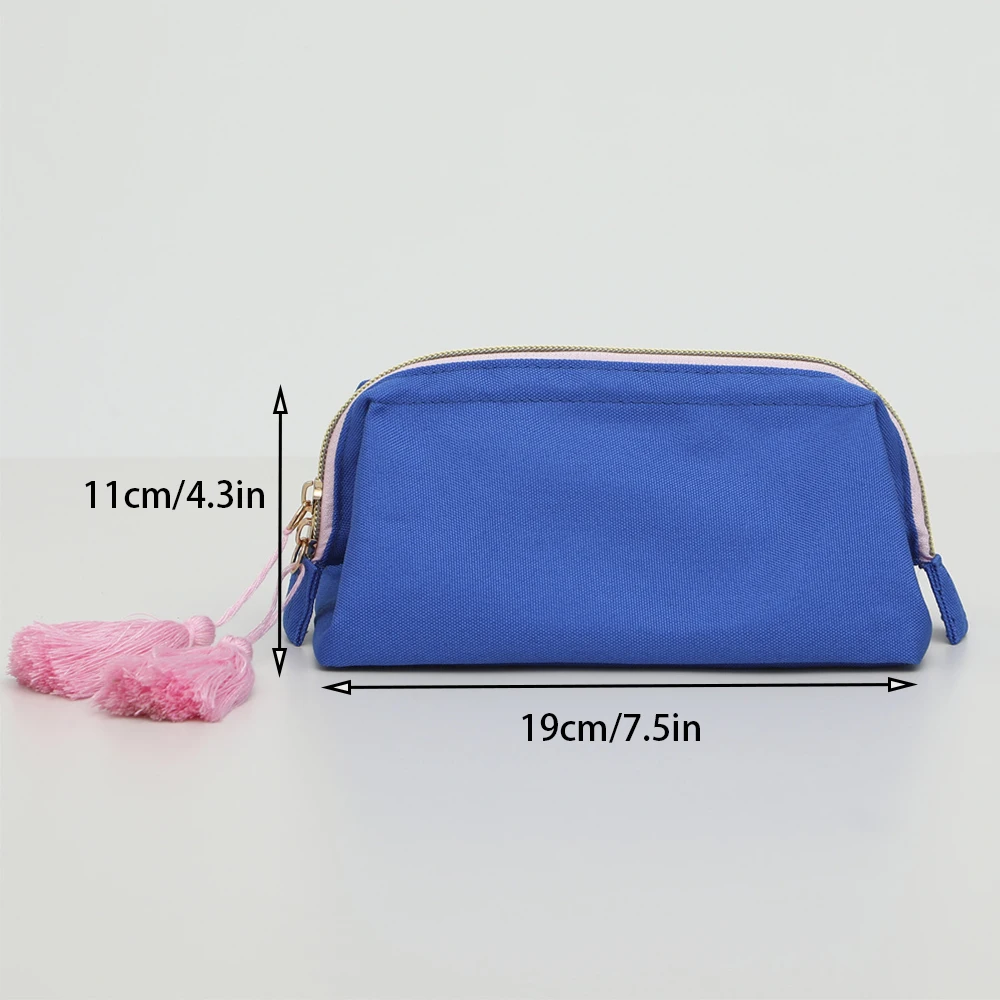 Tas Makeup kecil, rumbai ritsleting kantong Makeup perjalanan Organizer kosmetik untuk wanita dan anak perempuan kain Oxford