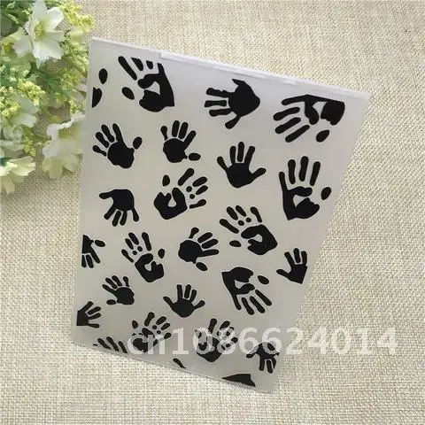 Plastic Handprint Embossing Folder DIY Album Card Tool Template For Scrapbook