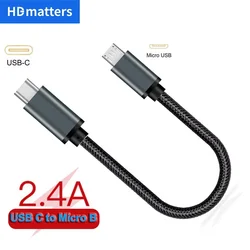 Short Type C USB-C To Micro USB Cable 0.2m USB C to Micro USB OTG sync data charging cable for Samsung xiaomi macbook pro