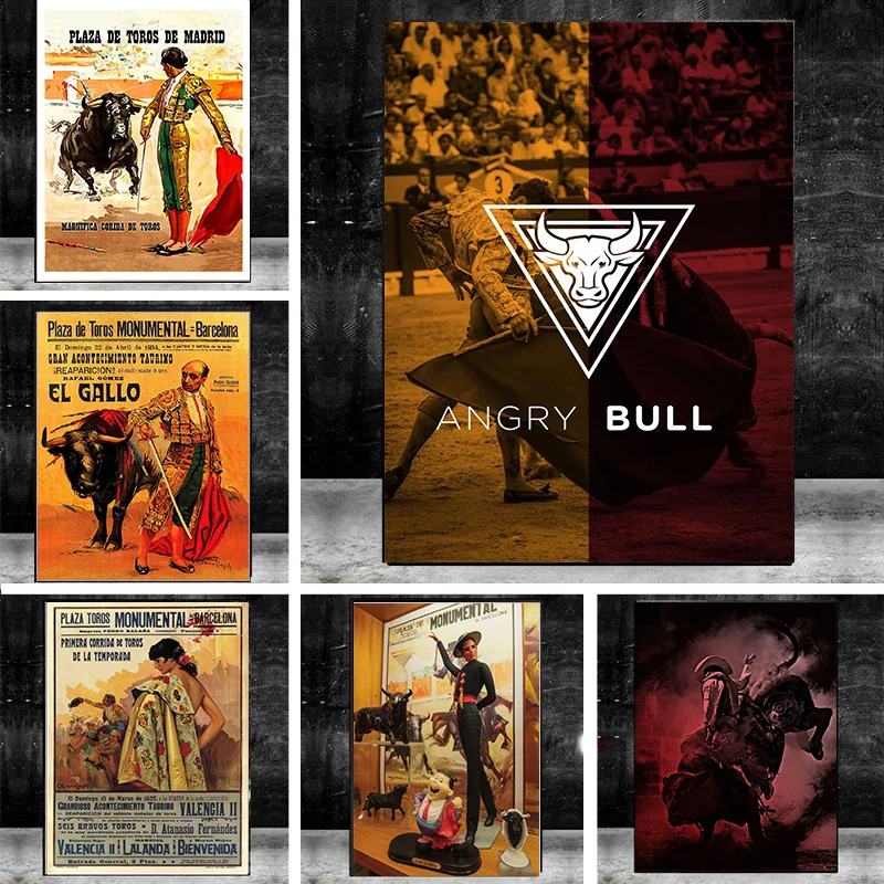 Póster Vintage Español para la decoración del hogar, Impresión de pared en lienzo de la Plaza de Toros de Madrid, Arena de toro de Barcelona
