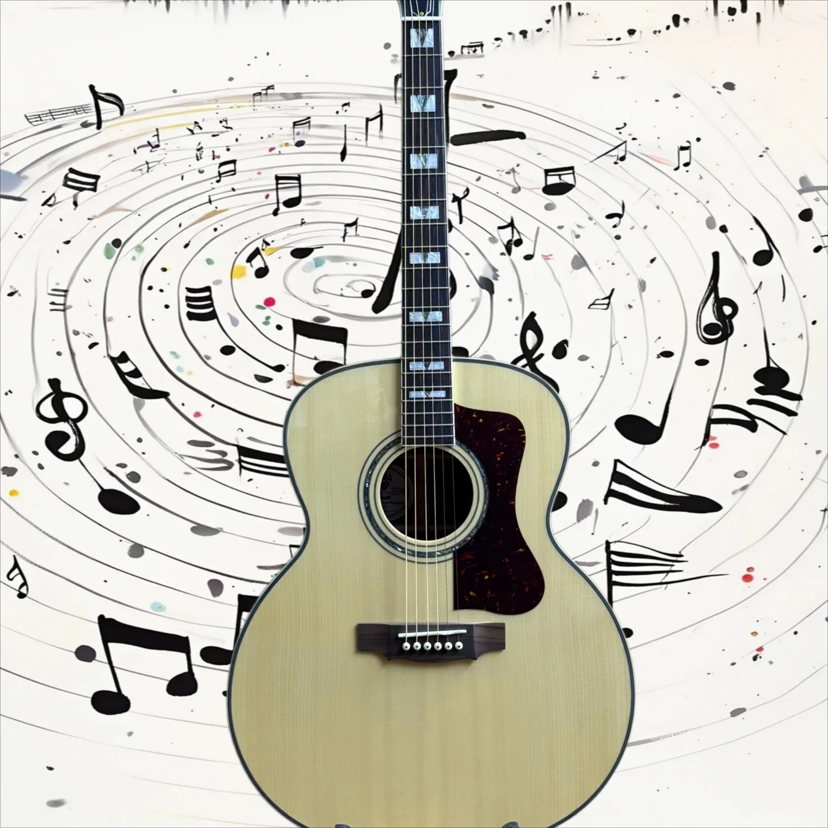 Free Shipping Acoustic Guitar  Folk Guitar Pale Natural Veneer Wood Guitar Beginner Use Solo Player Gift