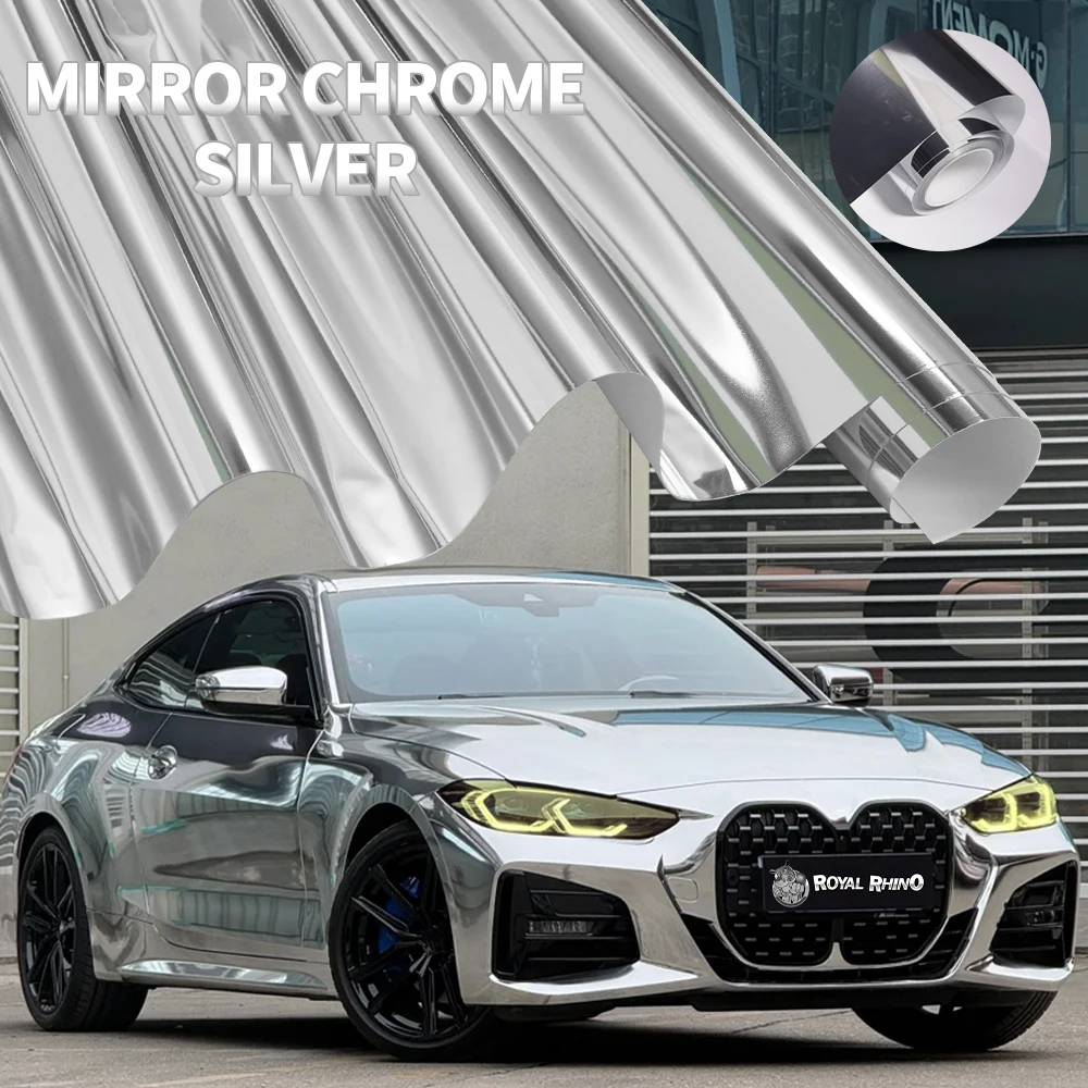 

PET Stretchable Silver Chrome Vinyl Film Wrapping Foil Car Wrap Stickers Motorcycle Tuning Auto Accessories Chrome Mirror Film