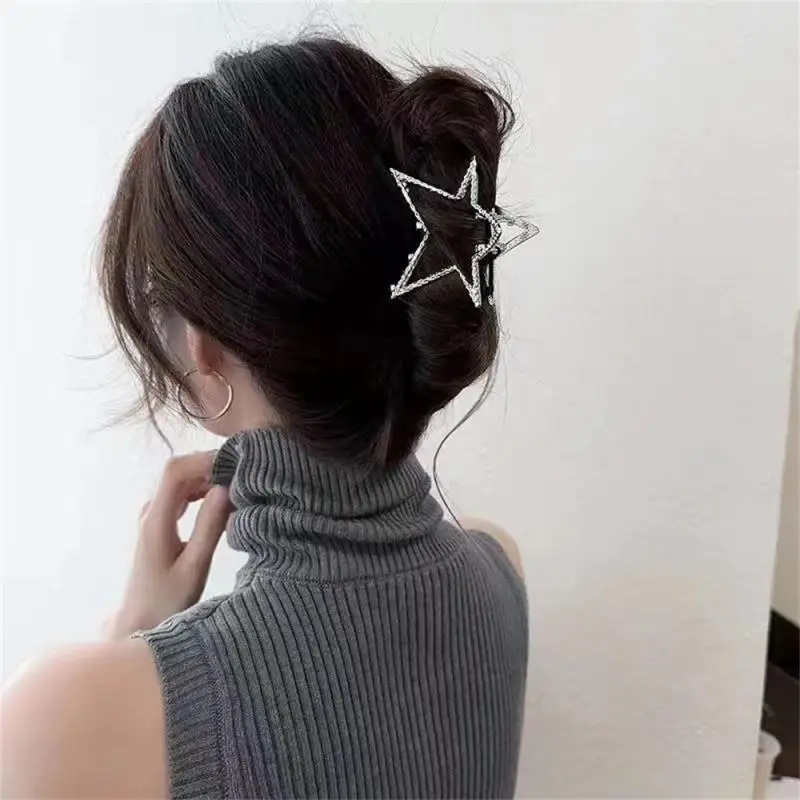 Harajuku Hollow Star Five-pointed Star Hair Claw Sweet Cool Fashion Hair Clip Suitable For Women's Head Half Hair Shark Clip