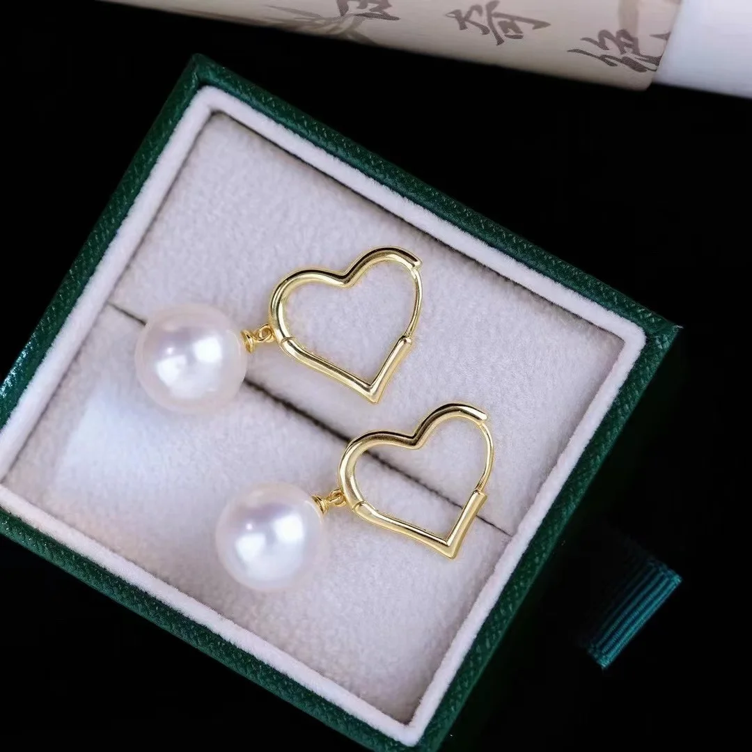 New Pearl Earrings AAAA 9-10mm 10-11mm 11-12mm Natural Japanese Round Pearl Earrings 925s