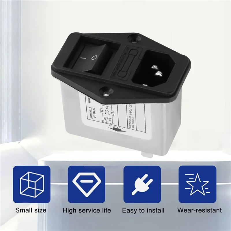 أطراف عروة اللحام IEC 320 C14 فلتر + مفتاح القارب + حامل الصمامات