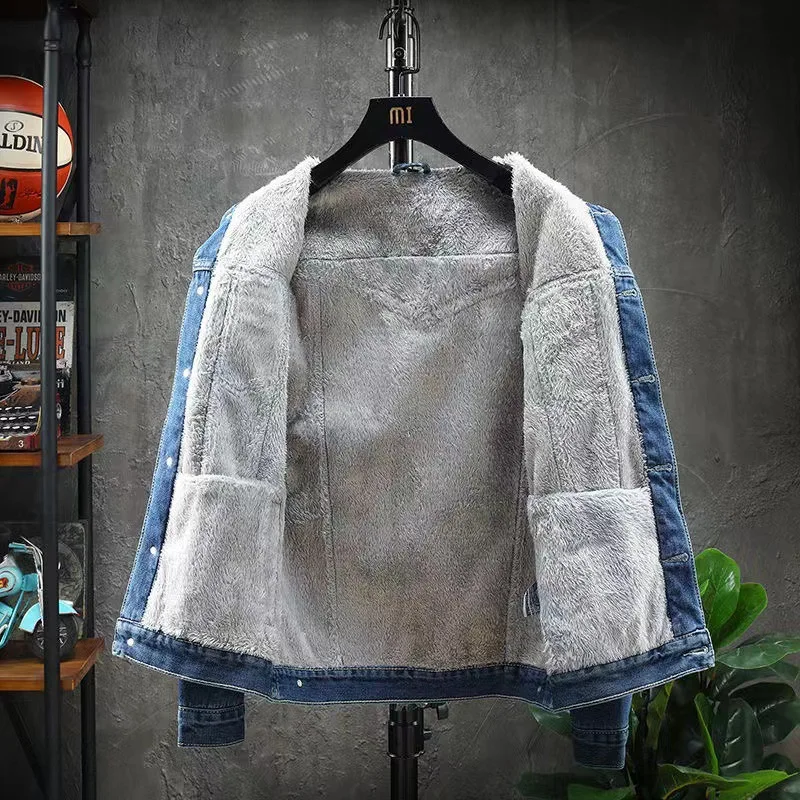 

Winter Fleece-Lined Thickened Warm Workwear Men'S Korean Style Student Trendy Handsome Cotton Coat