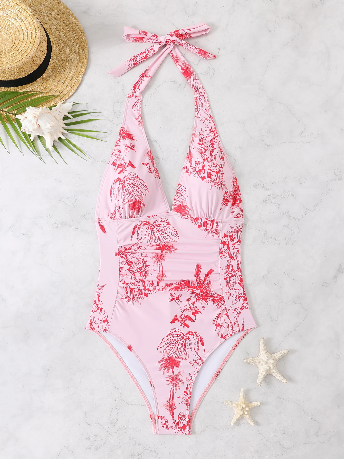 2026 Halter Monokini One Piece Swimsuit Women Printed Backless Swimwear Female Bathers Bathing Swimming Swim Suit Beachwear
