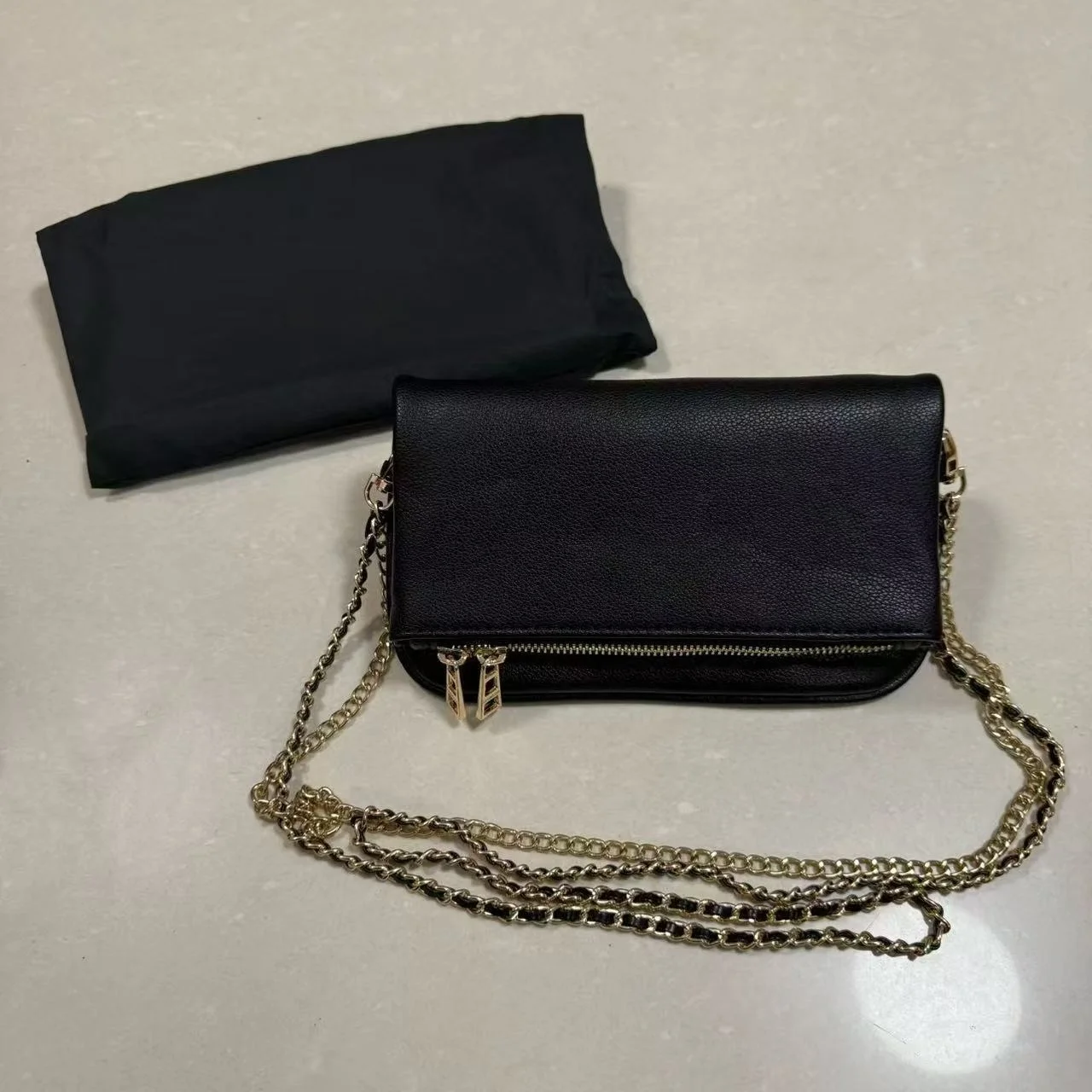 Zwarte PU Lederen Retro Schoudertas 2026 Nieuwe Modieuze Dames Enveloptas Casual Outdoor Ketting Schoudertas - afbeelding 1