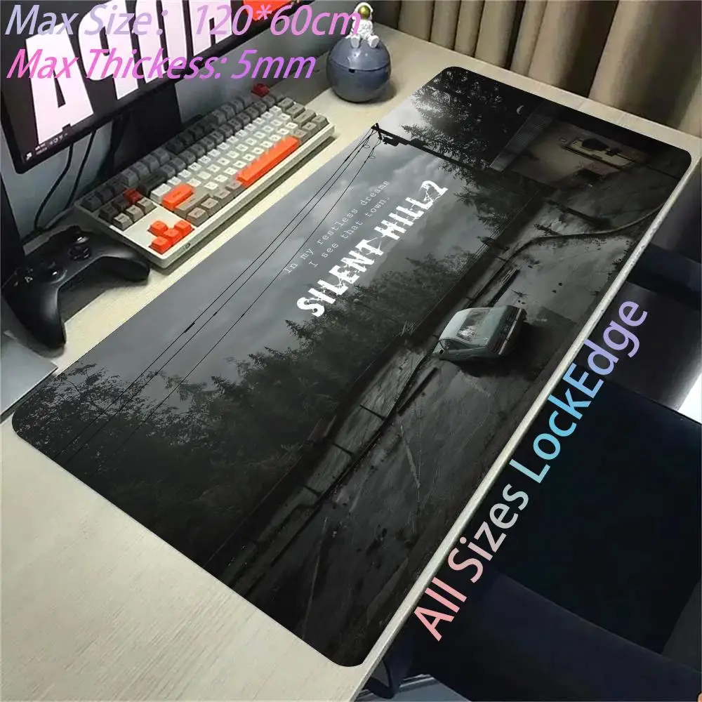 Locking edge Silent Hill 2 Mouse Pad Gamer Large HD Print Computer Desk Mat Locking Edge Keyboard Pad 900x400mm