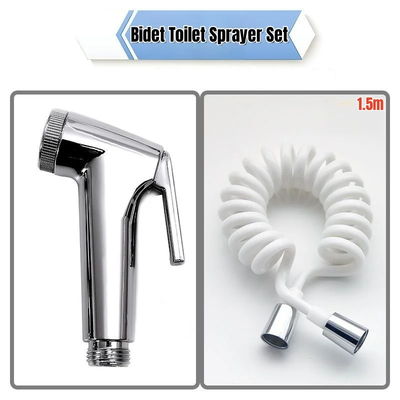 Handheld Toilet Bidet Sprayer Set Flexible Spring Shower Head Hose Tube Telephone Line 1.5m Soft Hoses Bathroom Accessories