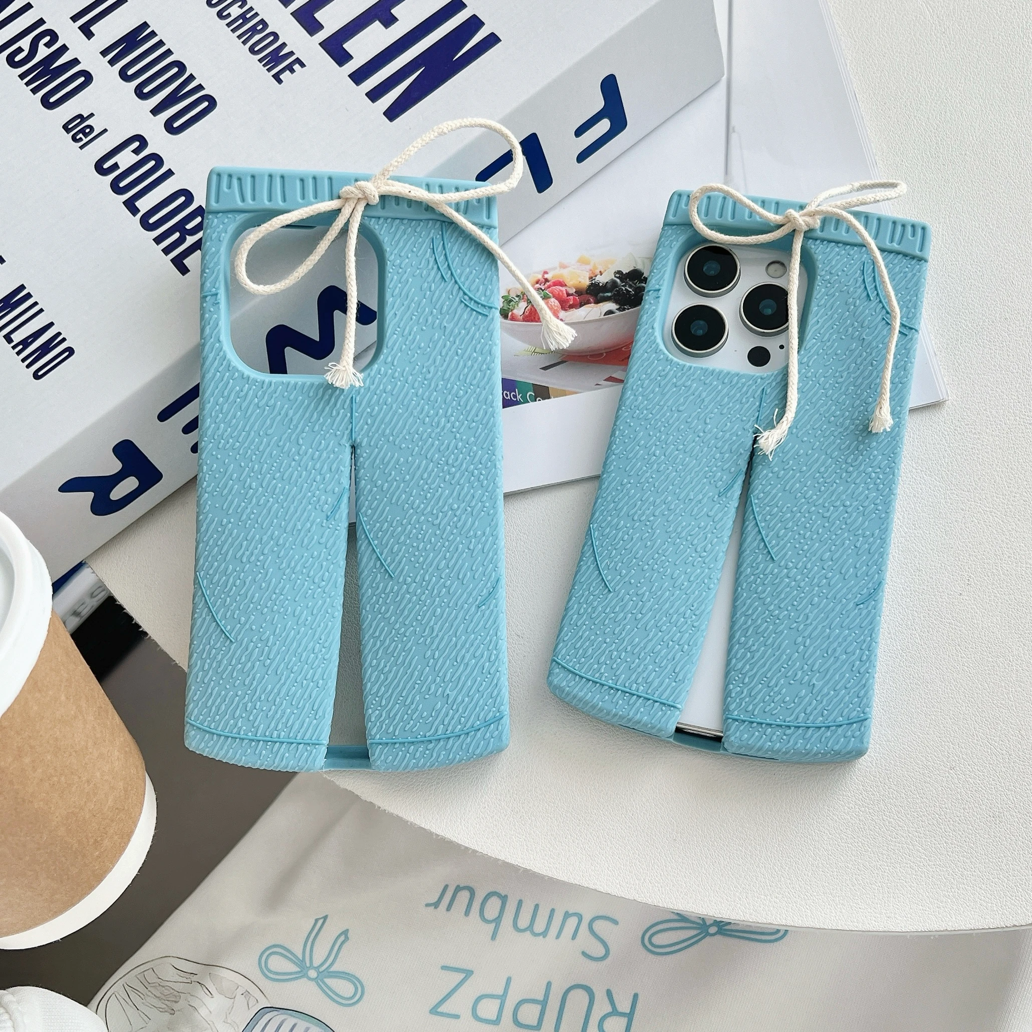 

Back Cover For IPhone 13 14 15 16 Pro Max 17 Pro Case 3D Jeans Silicone Soft Rubber Gel Shockproof Phone Case