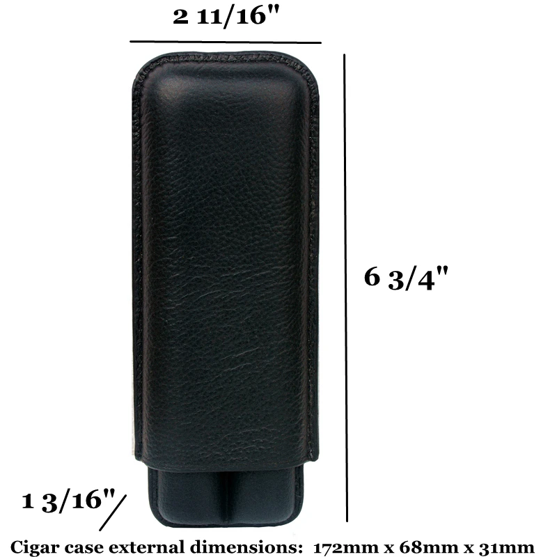 Portasigari in vera pelle portasigari nero tubo per sigari a 2 dita 54 anello Mini Humidor scatola per sigari da viaggio miglior strumento per