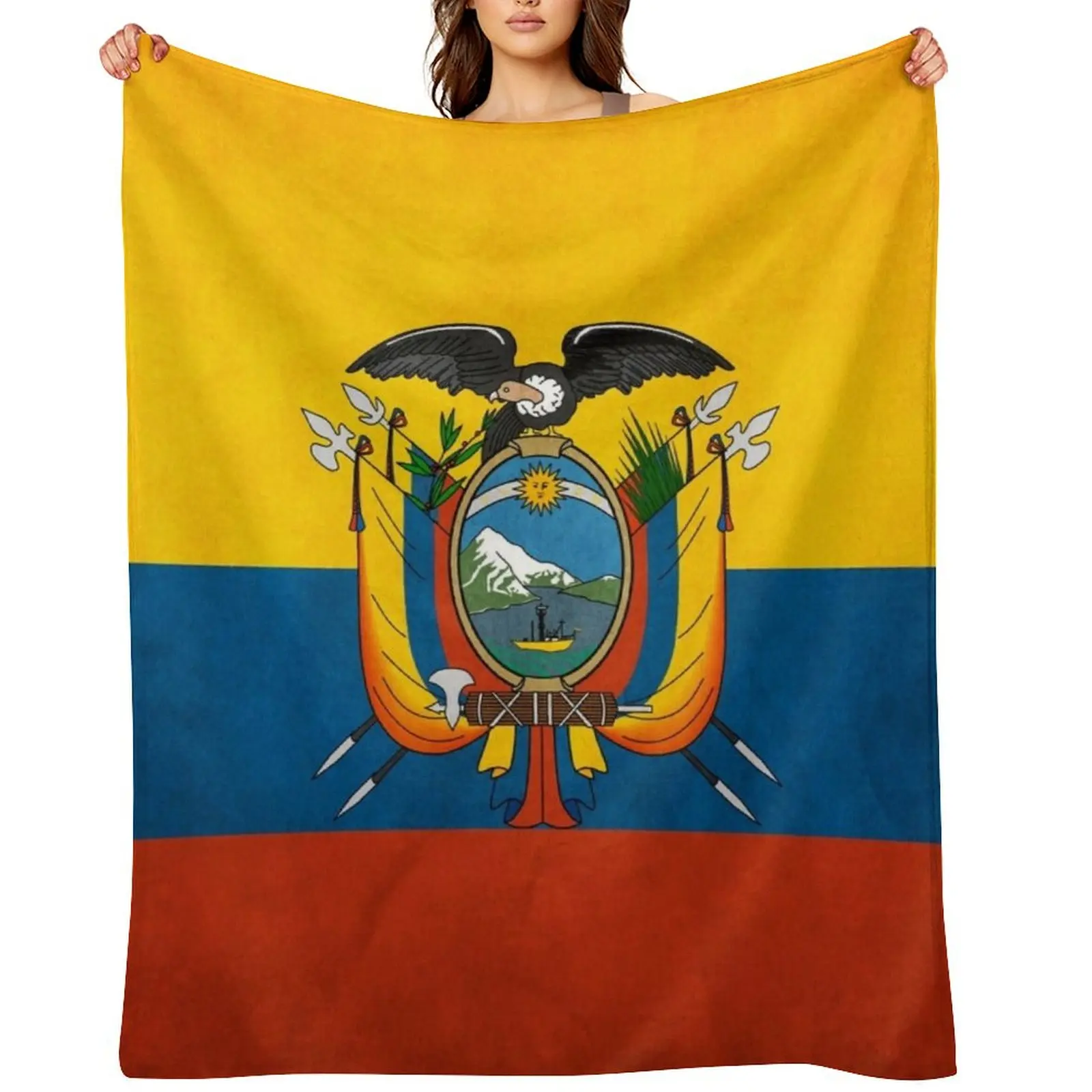 Ecuador Ecuadorian Flag National Flag of Ecuador Throw Blanket Loose Flannel Fabric Soft Beds Blankets
