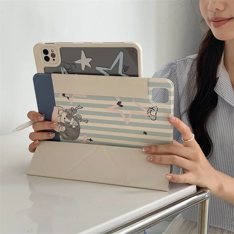 Магнитный чехол Kawaii Dog для Apple iPad Air 2024 13 дюймов Pro 12,9 дюймов Air 5/4 Cover Складной чехол-подставка 10,2 10,9 11 дюймов 2022