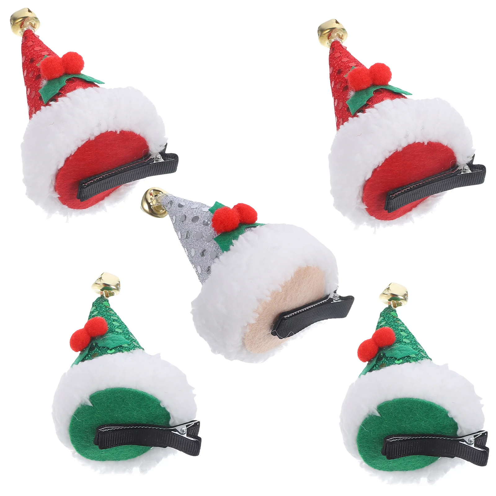 

5Pcs Christmas Hat Hair Clips Sequin Style Xmas Red Green Silver Hairpins Decorative Barrette Girls Hair Accessories Holiday