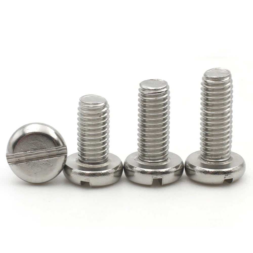 2/5/10/50pcs M1.6~M10 304 A2-70 Stainless Steel GB65 Slot Column Slotted Cap Round Head Screw Bolt